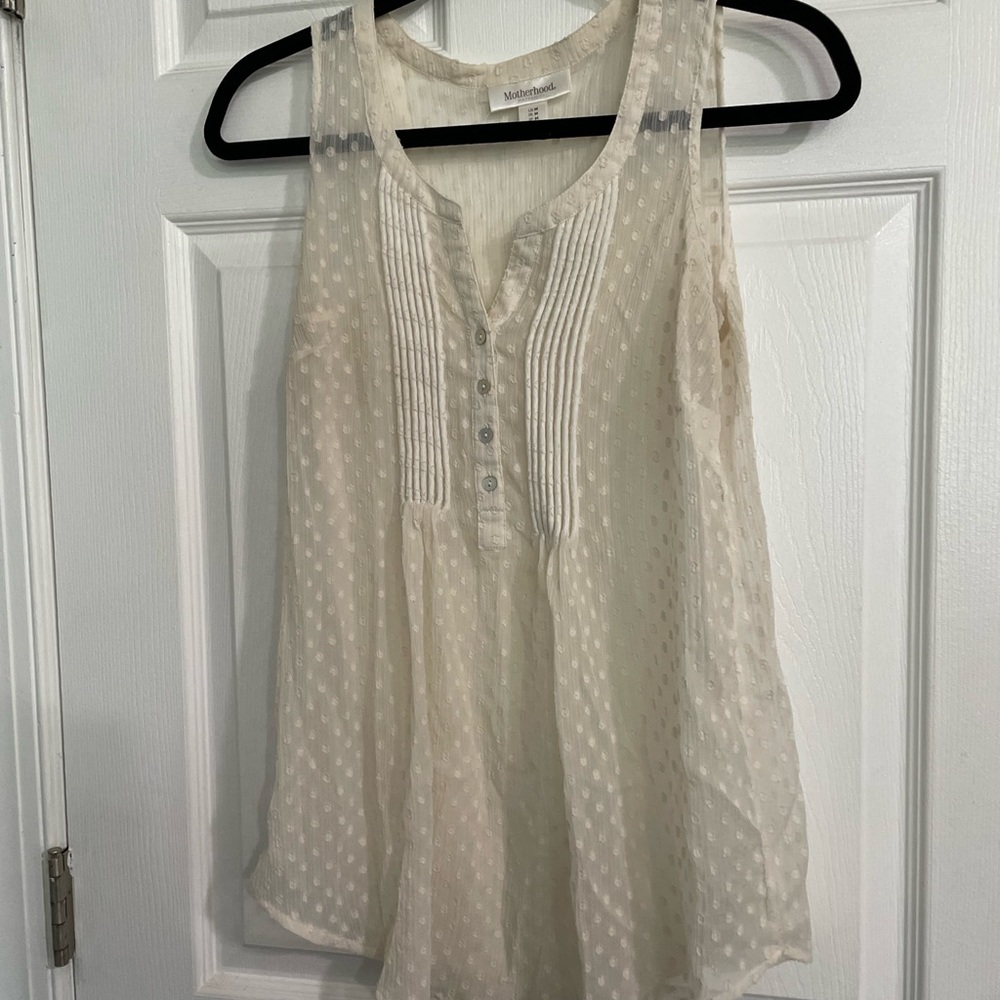 Maternity Sheer White Patterned Blouse